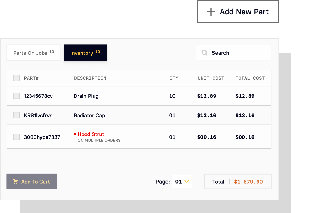 Shop Controller inventory list with stock, unit cost and total cost